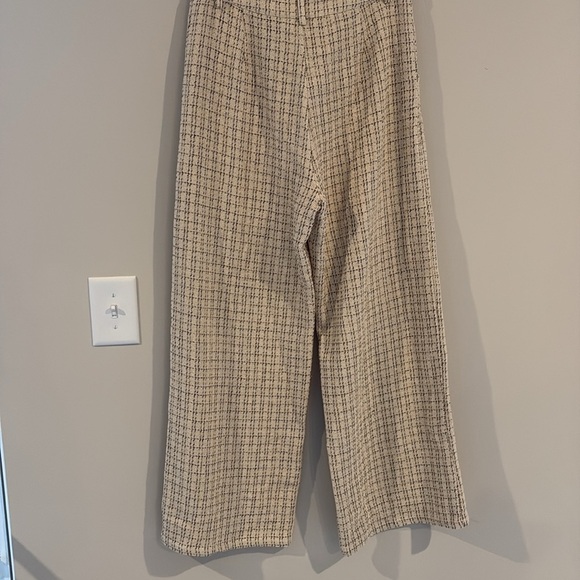 Lulus Posh Perception Ivory And Black Plaid Tweed Wide Leg Pants White - Size L - Picture 4 of 4